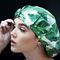 چاپ سبز برگ قابل تنفس کلاه دوش ODM موجود 100٪ پنبه برای موهای بلند